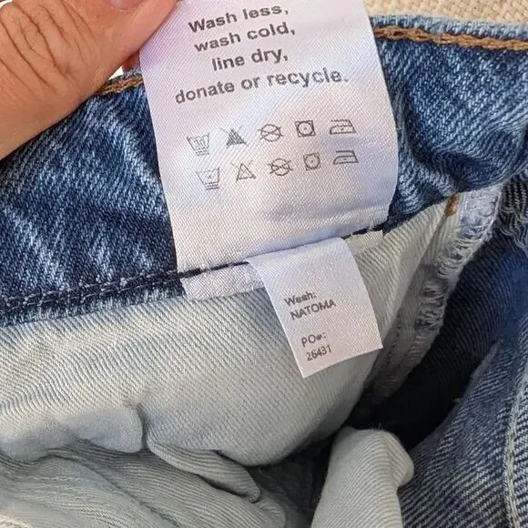 Reformation Natoma Blue Denim Distressed High-rise Straight Leg Jeans, size 25 - Picture 8 of 8